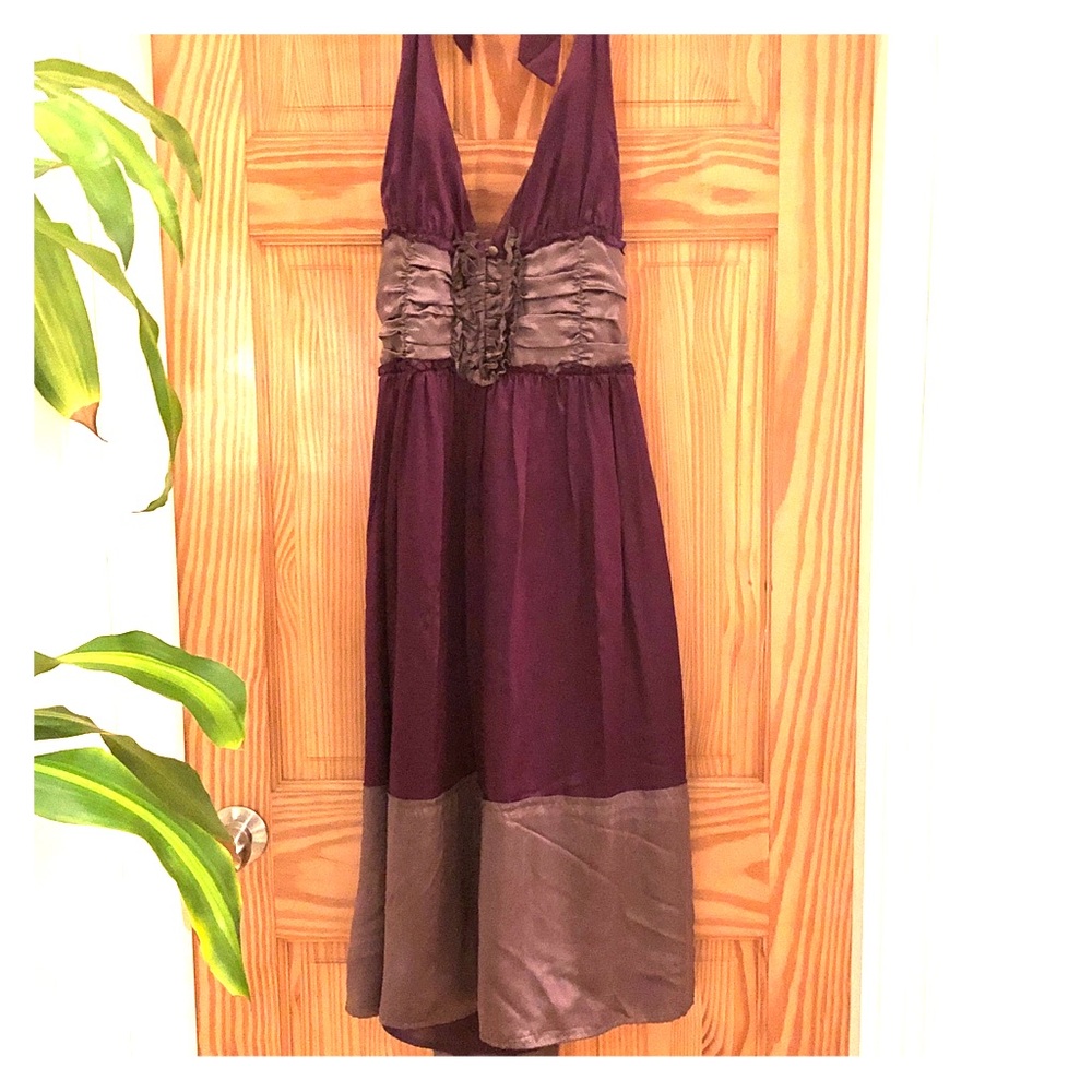 Silk purple and grey halter dress